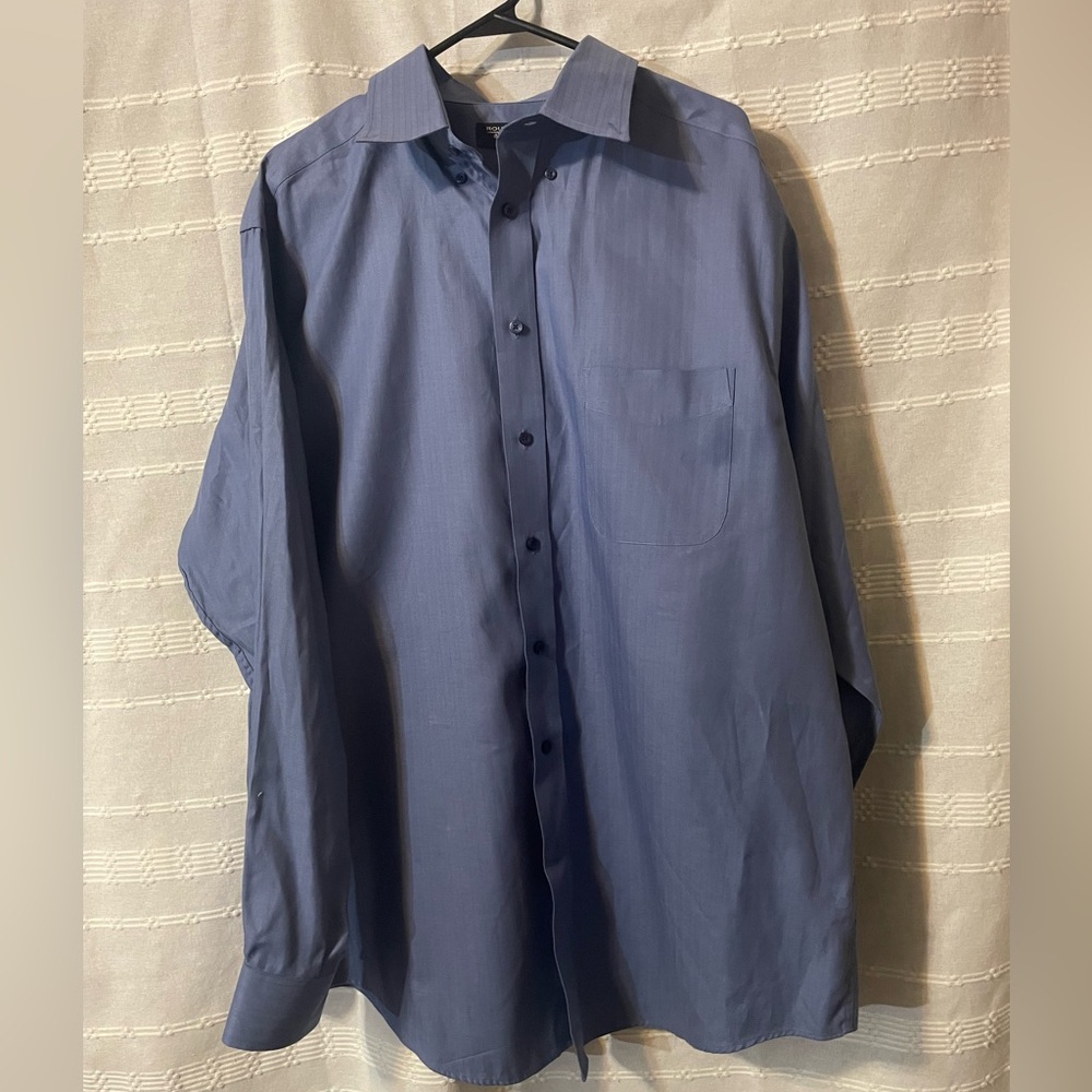 Roundtree & York Blue Long Sleeve Dress Shirt Men Sz XL